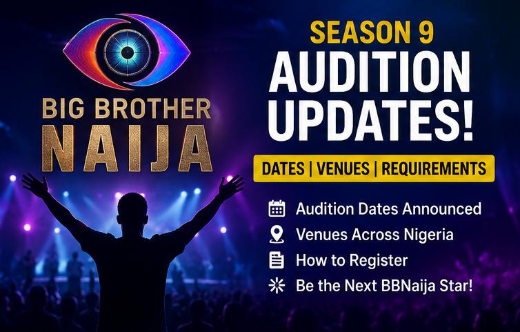 Official promotional poster showcasing the latest Big Brother Naija audition updates for upcoming reality show contestants